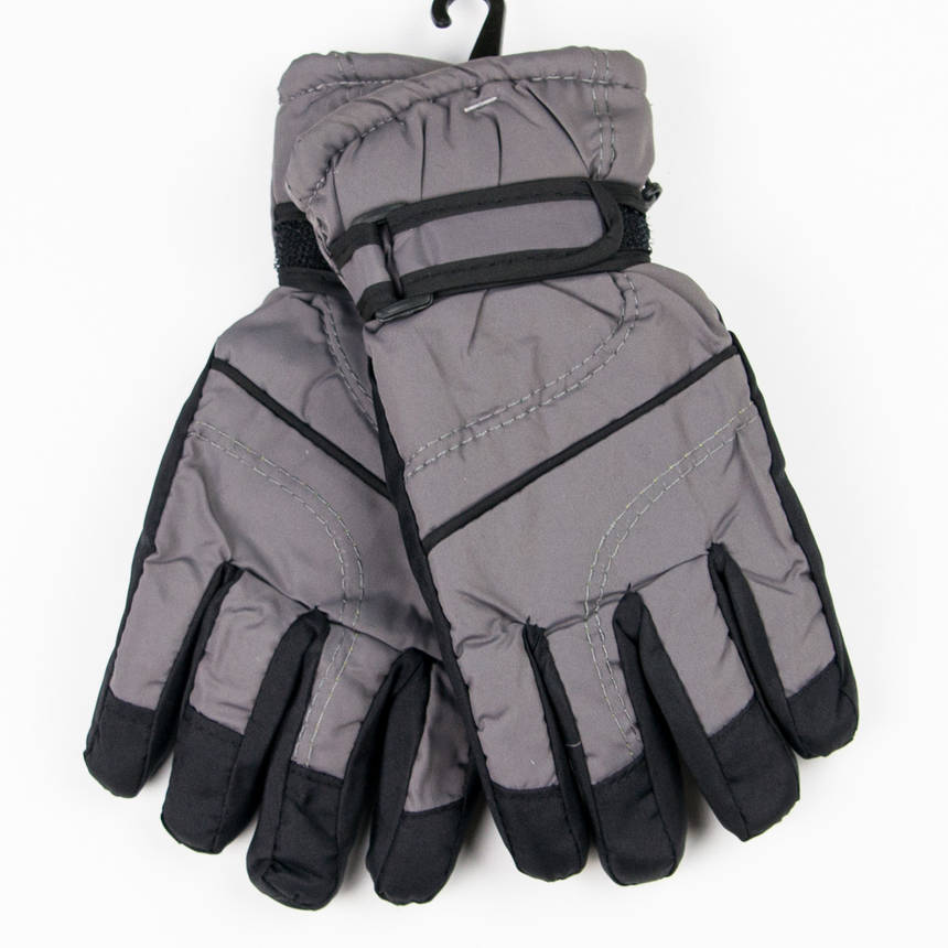 Лижні дитячі рукавички для хлопчиків №18-12-4 чорно-сірий, фото 1