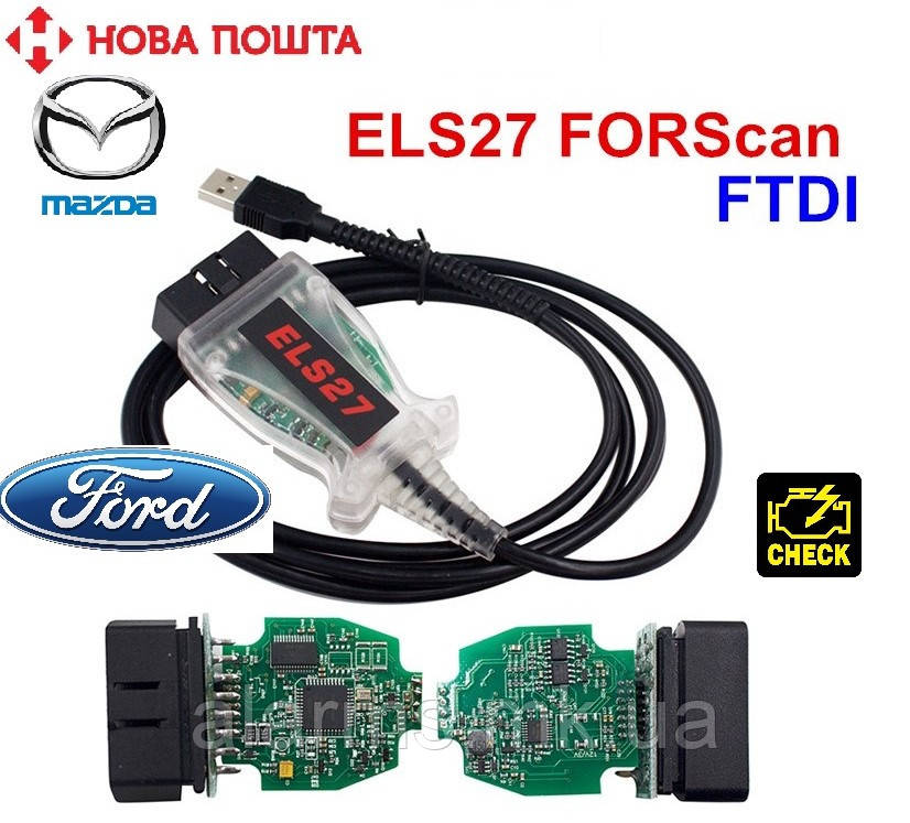 Діагностичний сканер ELS27 FORScan OBD2 для Ford, Mazda. Forscan.