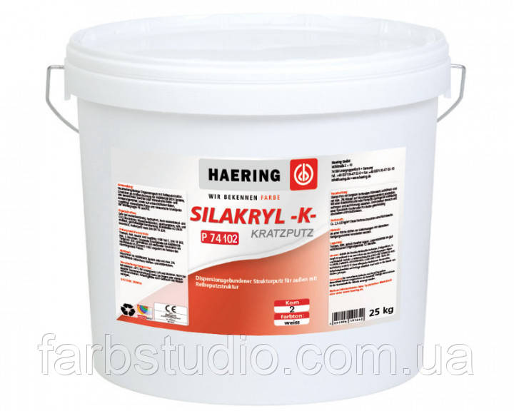 Штукатурка декоративна силоксан-акрилатна weis 25 кг Silakryl Kratzputz K, Шуба, зерно 1,0 мм