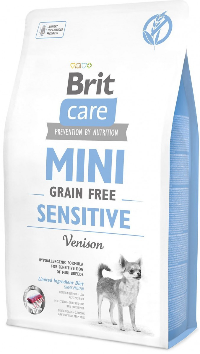 Сухой корм для собак малых пород с чувствительным пищеварением Brit Care Mini Sensitive с олениной 7 кг