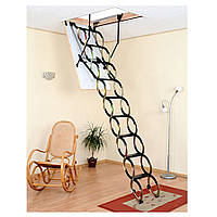 Раздвижная металлическая чердачная лестница Oman Nozycowe NT ножничного типа из анодированной стали 110 х 70