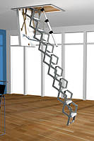 Чердачная складная лестница Roto Mini металлическая ножничная из алюминиевого сплава 120 х 70 см