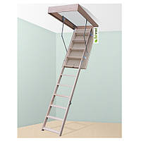 Лестница чердачная складная с люком деревянная Eco ST для дачи, дома или гаража, отапливаемой мансарды 120 х 60 см