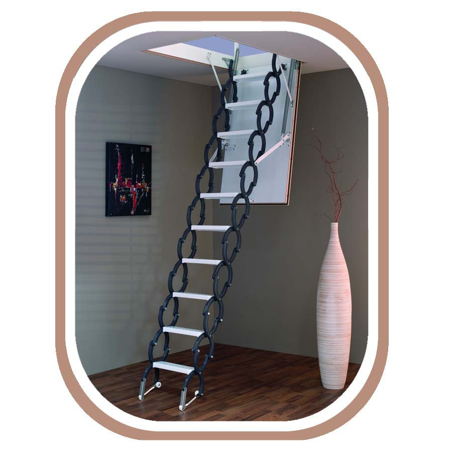Чердачная лестница складная металлическая Minka Elegance ножничного типа ( лестница гармошка) - фото 3 - id-p891964339