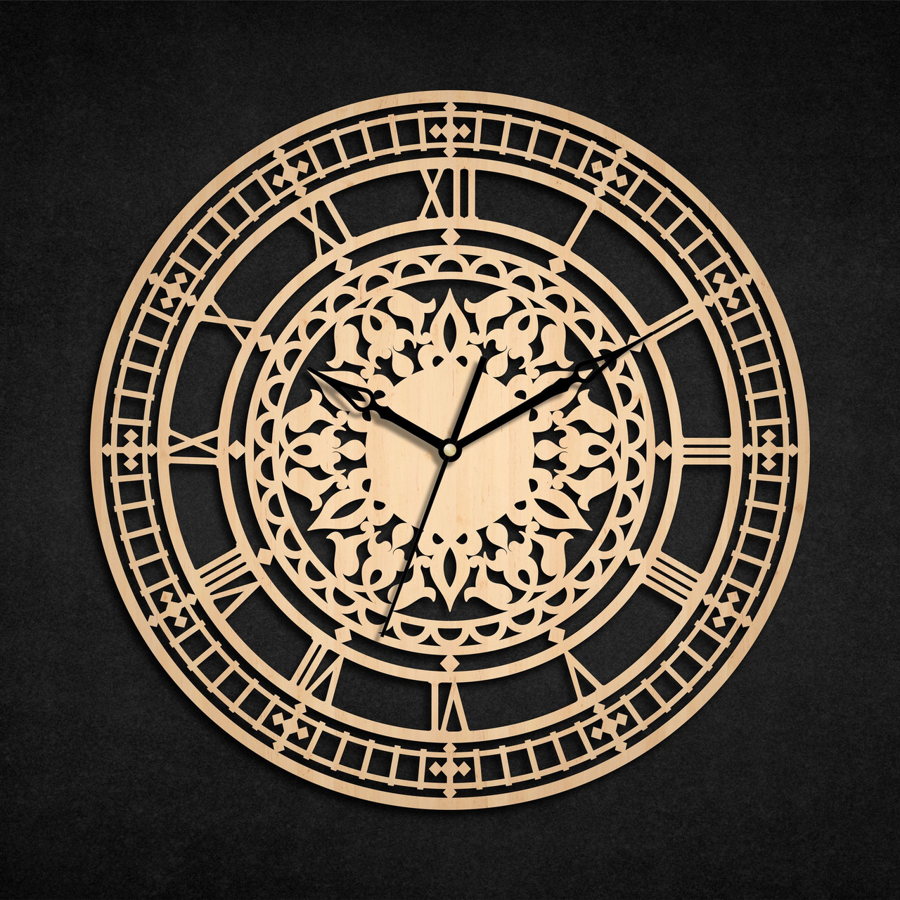 Мистецтво з натурального дерева Круглий годинник Квітковий візерунок Годинника для дівчаток Класний дизайн Годинник хендмейд