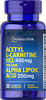 Специальный продукт Puritan's Pride Acetyl L-Carnitine 400 mg with Alpha Lipoic Acid 200 mg 30 капсул