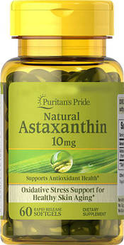 Спеціальний продукт Puritan's Pride Natural Astaxanthin 10 mg 60 капсул (4384301429)