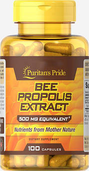 Спеціальний продукт Puritan's Pride Bee Propolis 500 mg 100 капсул (4384301430)