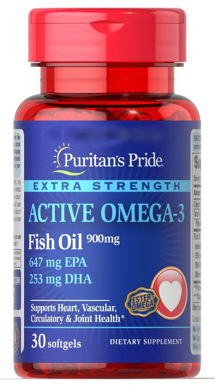 Вітаміни Puritan's Pride Extra Strength Active Omega-3 Fish Oil 30 капсул (4384301629)