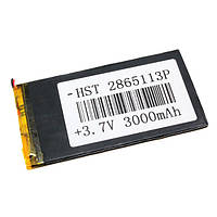 Литий-полимерный аккумулятор HST 2865113 3,7V 3000mAh на 2 провода.