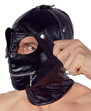 Маска раба для рольових ігор на голову Fetish Collection Imitation Leather Mask від Orion чорна all Оригинал, фото 2