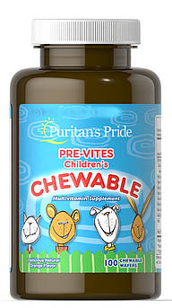 Вітаміни Puritan's Pride Pre-Vites Children's Multivitamin 100 таблеток Апельсин (4384301917)