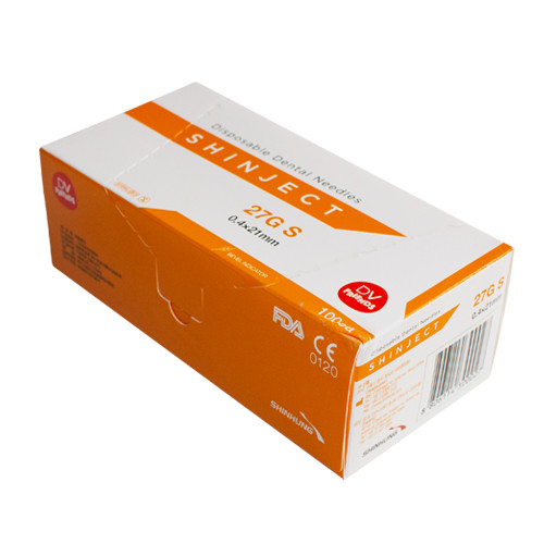 Голка карпульная стоматологічна SHINJECT 27G S (0.4х21мм), помаранчева, метричний тип (100 шт)