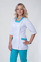 Медицинский котоновый костюм для женщин-врачей мятно-белый 42-56