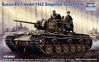 КВ-1 советский тяжелый танк 1941 года. Сборная модель в масштабе 1/35. TRUMPETER 00358