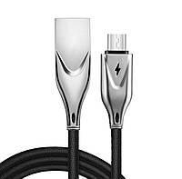 Usb кабель Android microUSB 2.4 A для швидкого заряджання та передавання даних 1 м (чорний)