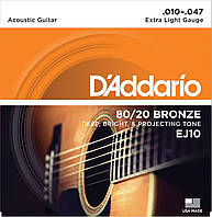 Струны для акустической гитары D*ADDARIO EJ-10 (10-47) bronze
