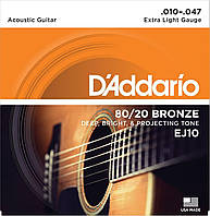 Струни для акустичної гітари D*ADDARIO EJ-10 (10-47) bronze