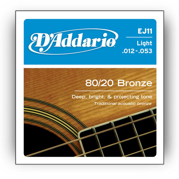 Струни для акустичної гітари D*ADDARIO EJ-11 80/20 Bronze Light - фото 1 - id-p1060589869