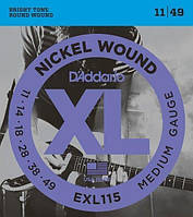 Струни для електрогітари D*ADDARIO EXL-115 струни электроXL Blues/Jazz