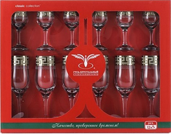 Набір келихів для шампанського + складка Грецький візерунок GE03-160/164 12 шт.