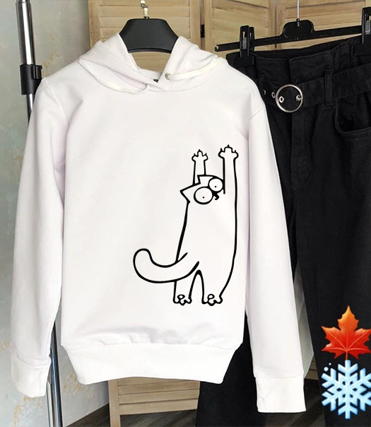 Жіночий утеплений худі з котом Саймона, фото 1