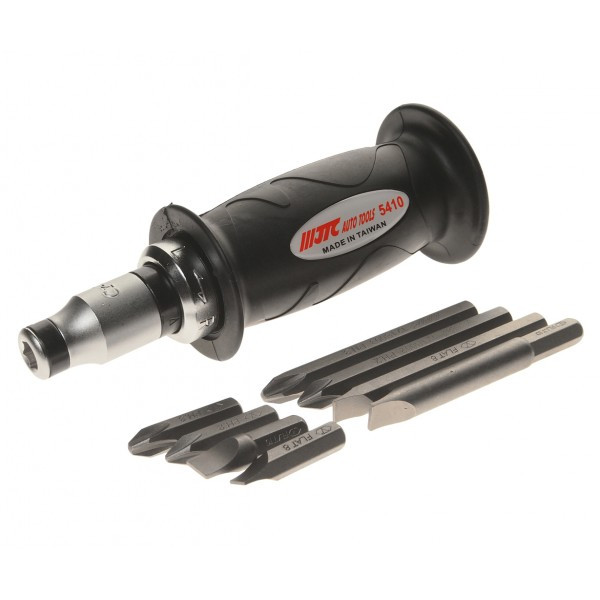 Викрутка ударно-поворотна з гумовою рукояткою і набором біт 9 од. JTC 5410, фото 1