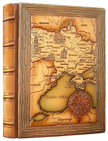 Щоденник А5 формату в шкіряній палітурці "Україна" з натуральної шкіри, фото 1