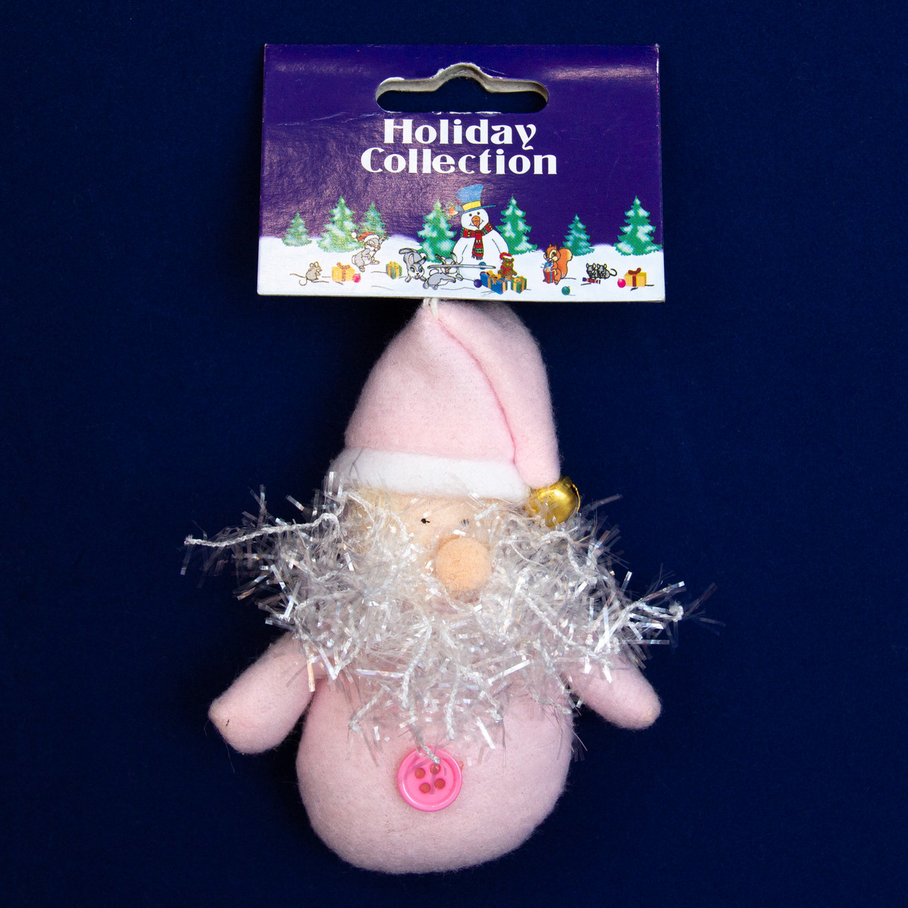 М'яка ялинкова іграшка Рожевий Дід Мороз, 9 см, білий із рожевим, текстиль, новорічна фігурка (000159-4), фото 1