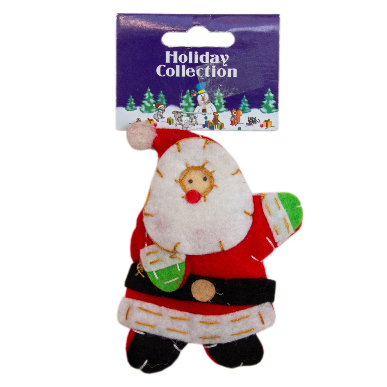 М'яка ялинкова іграшка Дід Мороз із загнутою рукою, 11 см, червоний, текстиль, новорічна фігурка (000401-10), фото 1