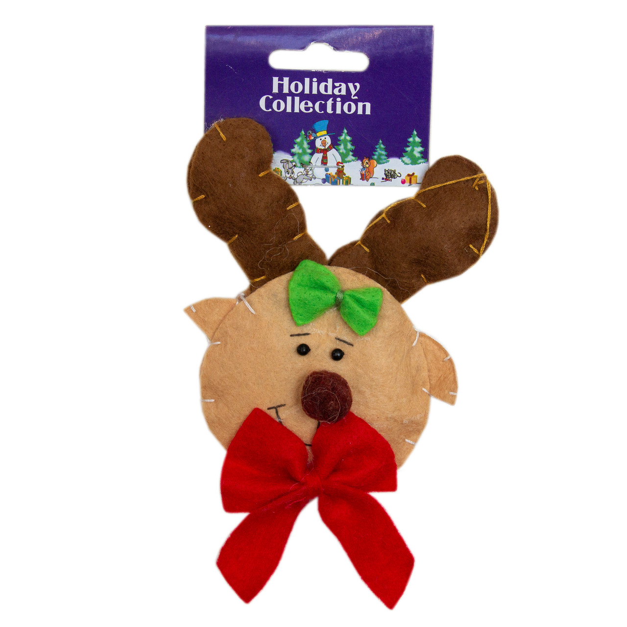 М'яка ялинкова іграшка Олень, 11 см, бежевий, текстиль, новорічна фігурка (000401-6), фото 1