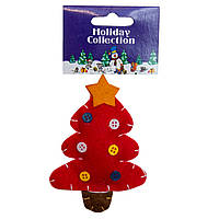 Елочная игрушка мягкая - Красная елка, 11 см, красный, текстиль (000401-8)