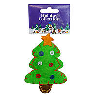 Елочная игрушка мягкая - Зеленая елка, 11 см, зеленый, текстиль (000401-9)