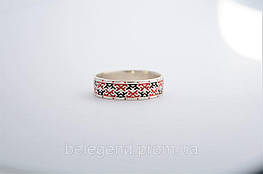 Кільце Орнамент оберігальний, оберіг вишиванка. срібло+емаль будь-якого кольору