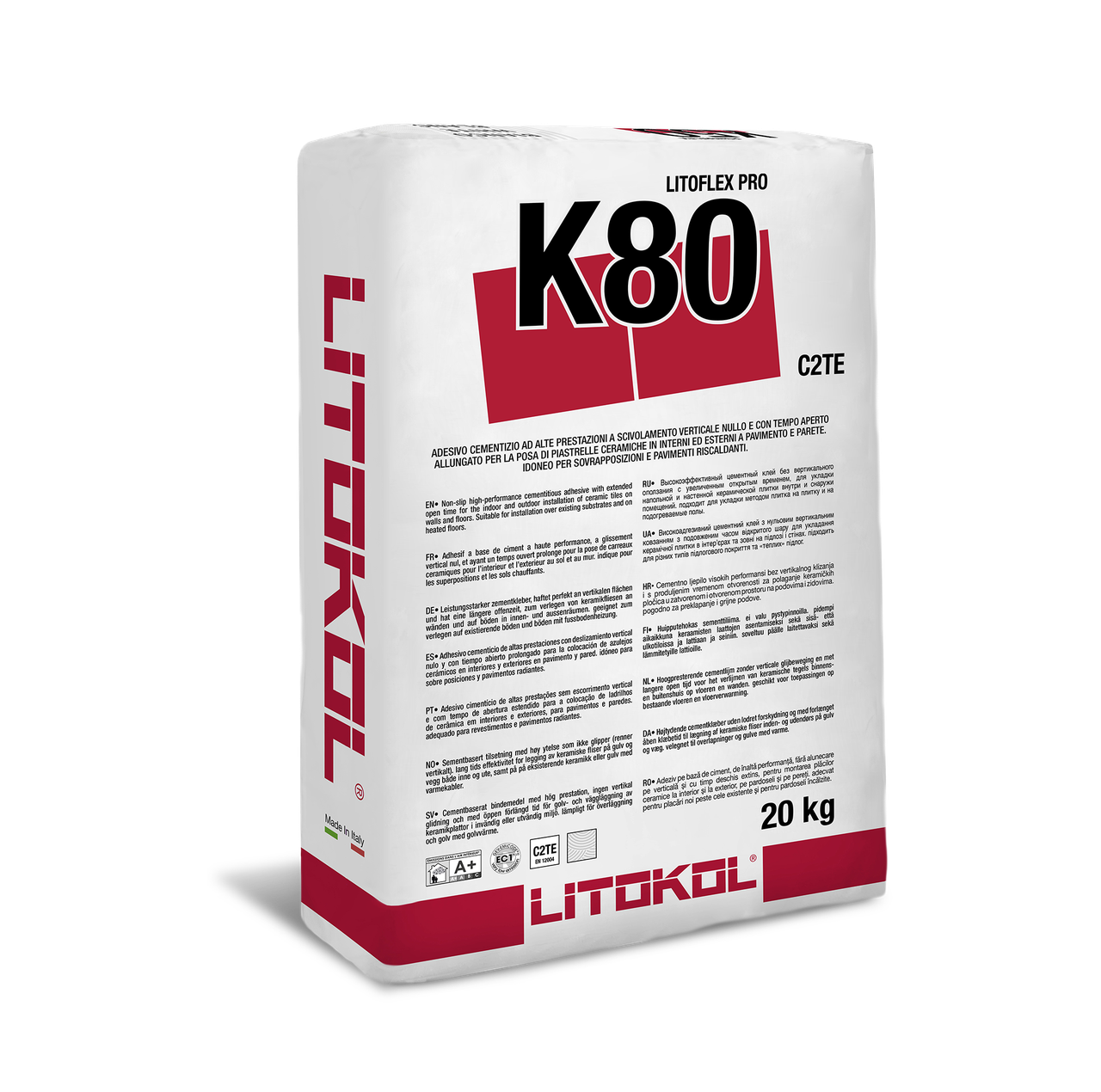 Клей для плитки, каменю Litokol Litoflex K80 (литокол к80) 20 кг (білий)