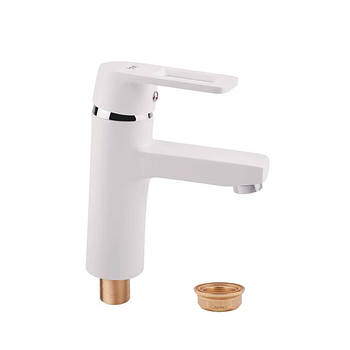 Одноважільні змішувачі умивальника білого кольору