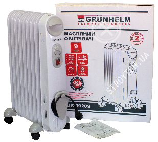 Масляний обігрівач GRUNHELM GR-0920S (9ребер,2000Вт) (Грюнхель, Slim)