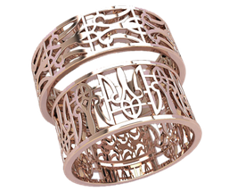 Тризуб Персня Парні обручні для двох Трізуб, Герб Україні, фото 2