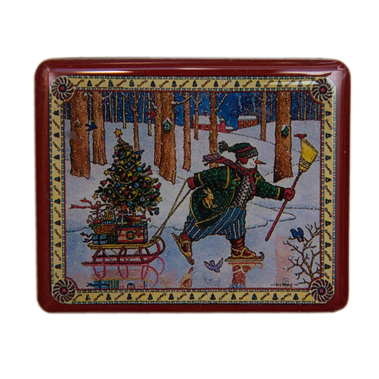 Сувенірний новорічний магніт на холодильник сніговик на ковзанах, 5,5х4,5 см (012183-2), фото 1