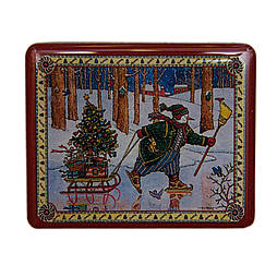 Сувенірний новорічний магніт на холодильник сніговик на ковзанах, 5,5х4,5 см (012183-2)