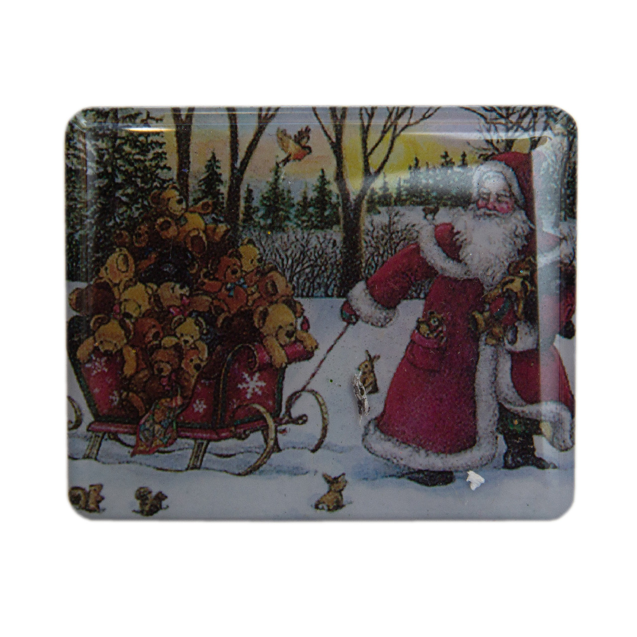 Сувенірний новорічний магніт на холодильник Дід Мороз і санки, 5,5х4,5 см (012183-4), фото 1