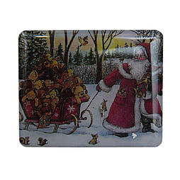 Сувенірний новорічний магніт на холодильник Дід Мороз і санки, 5,5х4,5 см (012183-4)