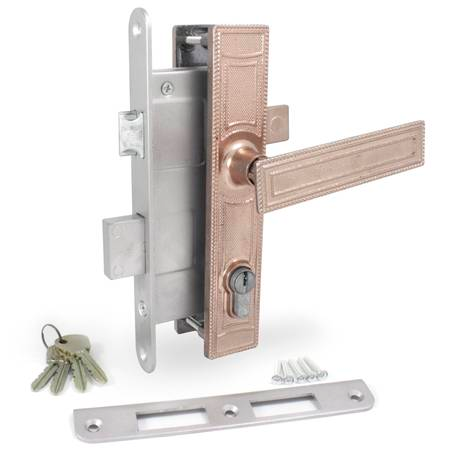 ◆MAO◆ Замок врезной Мотор Сич-ЗВ-7-с ручками золотая бронза