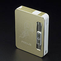 Стильний портсигар з USB запальничкою Золотистий