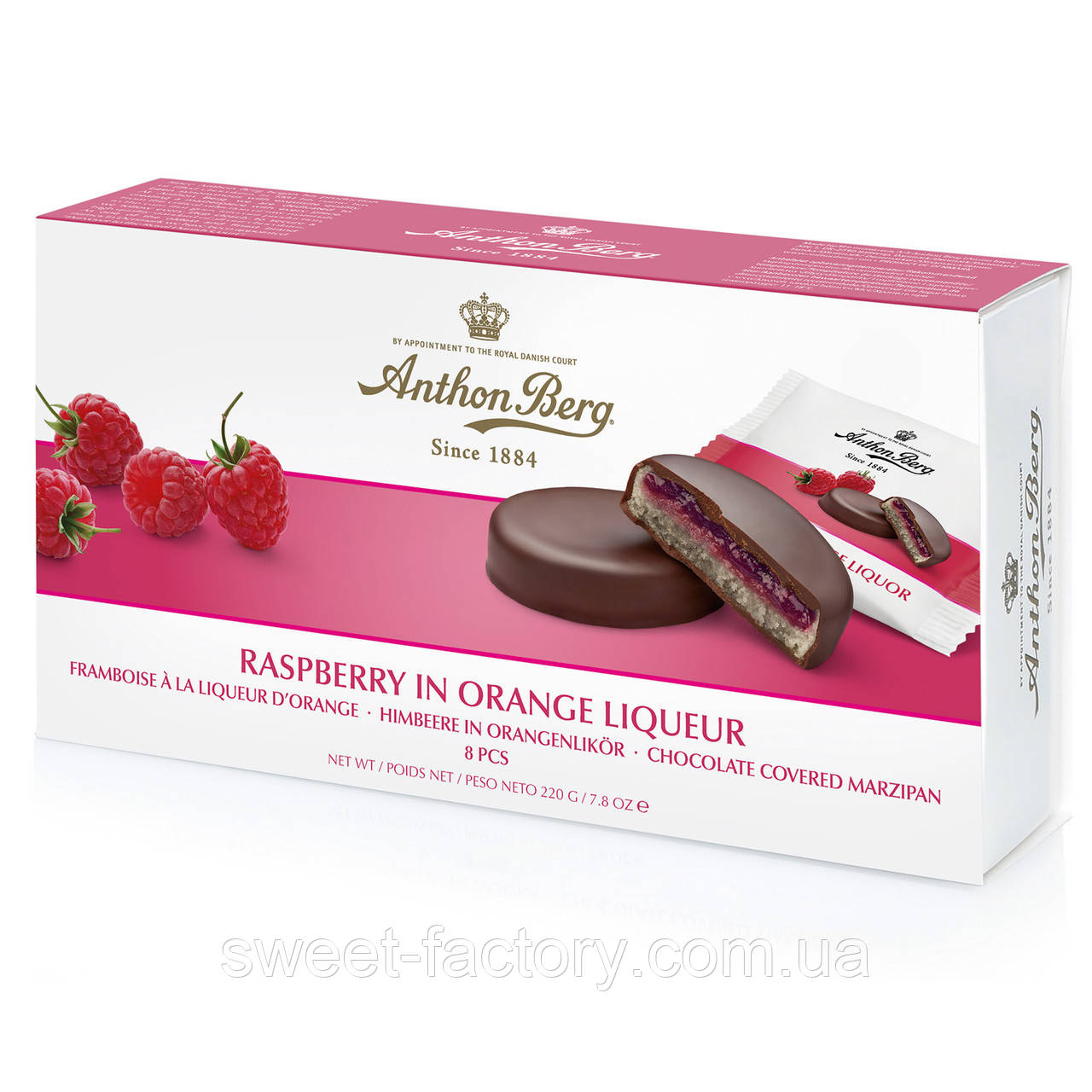Марципан Anthon Berg Raspberry Orange Liqueur 220g