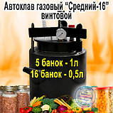 Автоклав Газовий TOP-16, Горловина 15,9 см (16 банок 0.5 л или 5 банок 1л), Вуглецева сталь, фото 8