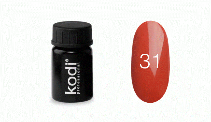 Кольорова гель фарба для дизайну нігтів Kodi Professional №31 червоний, 4мл (старий дизайн)
