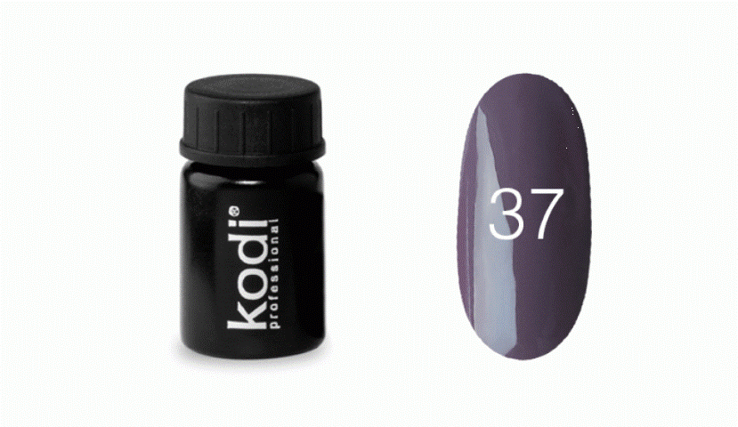Кольорова гель фарба для дизайну нігтів Kodi Professional №37 сливовий, 4мл (старий дизайн)