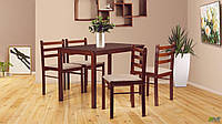 Стол и стулья обеденные Брауни деревянные темный шоколад-латте