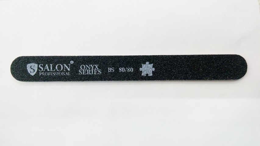 Пилка для нігтів Salon Professional Onyx чорна пряма 80/80